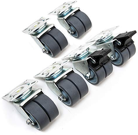 4 Lenkrollen Doppelrollen Ø 50 mm 70 kg/Rolle davon 2 Rollen mit Feststeller für Pflanzkasten Transport-Roller