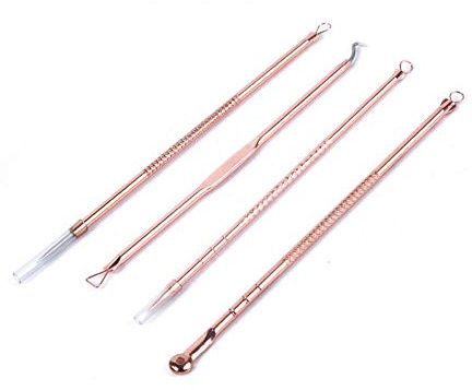 4 Pc Removedor De La Espinilla Kit De Herramientas, Whitehead De La Espinilla Del Acné Comedones Extractor Juego De Herramientas De Acero Inoxidable (de Oro Rosa)
