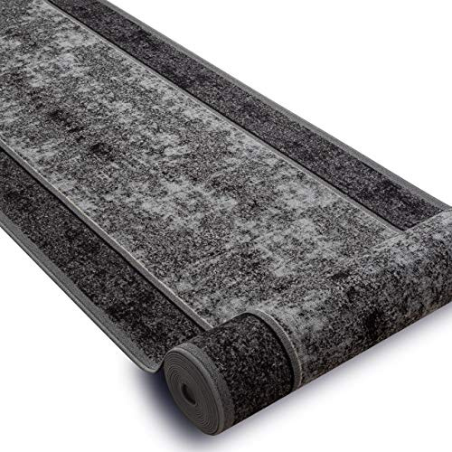 rugsx Antirutsch Teppichläufer Stark - moderner Kurzflor für Küche, Flur & Wohnzimmer, Meterware, grau 120x230 cm