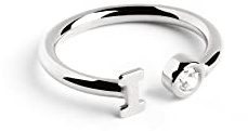 SINGULARU - Anillo Personalizado Letter Diamond Plata - Anillo Ajustable - Plata de Ley 925 con Acabado Baño de Rodio - Talla Unica - Joyas para Mujer - Hecho en España