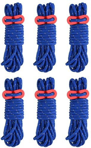 TRIWONDER Reflektierende Abspannseil mit Seilspanner 6 Stück, Zeltschnur mit Abspannschnalle, Seilspanner für Camping