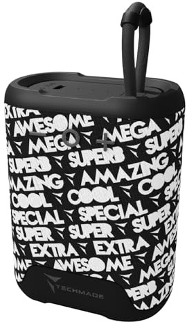 Techmade Altavoz Bluetooth portátil, altavoz inalámbrico con diseño compacto, distancia de funcionamiento 10 metros, conexión inalámbrica y manos libres (fantasía negro)