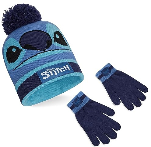 Disney Stitch vintertillbehör set med 1, 2 eller 3 delar för flickor, mössa flickor handskar vinter scarf, barnpresenter, Blå, one size