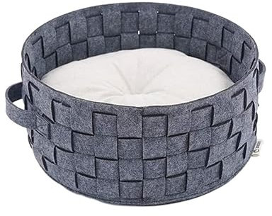 Haustierbett Hundebett Bommel Baumwolle Katzenkorb Haustierbett Katzennest Winterwarmes Katzenhaus Haustierschlafsack Katzenkissen Hundenest Katze Hundebett Katzenhaus für Katzen Hunde ( Blue : H )