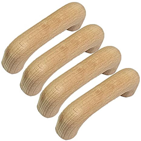 moaupr 4 Stück Möbelgriffe Buche Holz Bügelgriff Massivholz Holz Schrank Knöpfe Schubladengriffe Ziehen Knäufe Türgriff für Schuhkasten,Kommoden,Kleiderschrank Türklinken,Kabinett Hole Distance 64mm