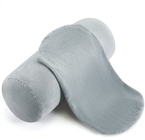 Newwiee 2 Pcs Neck Roll Pillow Cover 17x7 Inch Round Cervical Pillow Covers with Zipper Cylinder Neck Roll Pillowcase Soft Bolster Pillowcases for House Home Decor Cylindrical Cushion(Gray)