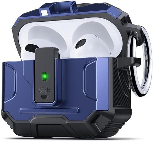 DASFOND Custodia Armor per Airpods 3 - Custodia protettiva integrale resistente agli urti con clip di blocco sicura compatibile con la custodia per Apple AirPods di 3a generazione, Blu