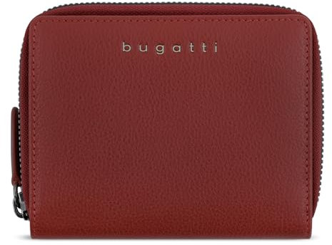 bugatti Mira kleine Damenbörse mit RV aus echtem Leder, Geldbörse mit RFID-Schutz, rot