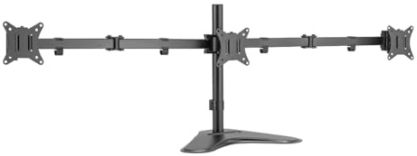 Monitorhalterung aus Aluminium für 3 Monitore (17–27), Armlänge: je 658 mm, mit Smartphone-Halterung