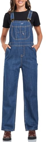 HISEA Women's Denim Bib Overall, Womens Relaxed Fit Overalls Workwear with Adjustable Straps and Convenient Tool Pockets