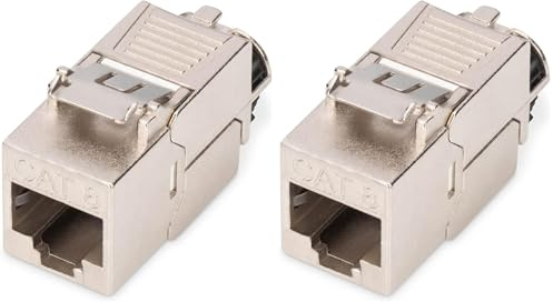 DIGITUS Keystone-Modul Cat-8.1 Geschirmt - RJ45-2000 MHz - 25/40GBase-T - Kategorie 8 Klasse I - Metallclip - Werkzeugfrei (Packung mit 2)