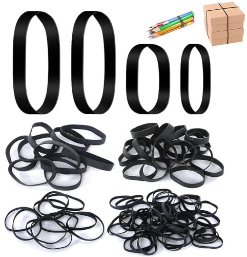 ZALHIN 120 Piezas Gomas Elasticas Negras - Banda de Goma Engrosada, Ancho 5mm, 6mm, 13mm, 4 Especificaciones, Alta Elasticidad, Gomas Elasticas Papeleria, Material Oficina, Home Essential