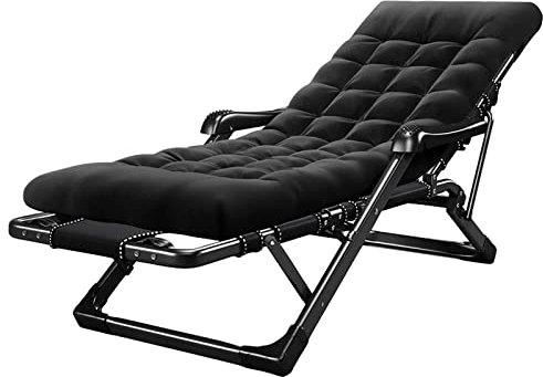 PACUM Zero Gravity Lounge Chair, Mit Kissen Liegestuhl Lounge Chair Verstellbares Klappbares Campingbett Atmungsaktive Klappliege Im Freien Für Camping,Schwarz_170X35X65Cm (Schwarz 170X35X65Cm/67X14X
