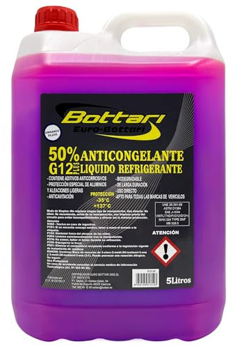 AUTOZOCO Anticongelante, liquido refrigerante Motor, Líquido refrigeración, Líquido anticongelante, Anticongelante Coche, Protección -35ºC y 137ºC, Capacidad 5 litros, 50% G12+, Color Rosa