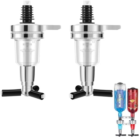 LEWITORS 2 StüCke 45Ml/ 1.5Oz Liquor Dispenser Bar Spirituosen Butler Halter Wand DüSe Shot Dispenser für Drehbaren Likörspender Flaschen Halter Bar Accessoire