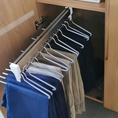 Heavy Duty Extendable Pull Out Closet Rod - Sliding Wardrobe Closet Rod, 30-80cm Adjustable Wardrobe Rail Clothes Rack, With 2 Sliding Track Pull Out Closet Rod, Sliding Wardrobe Closet Rod ( Size : 8