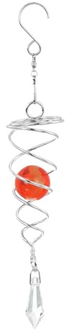 PATIKIL 8 Gazing Kugel Spirale Ende Dekorative Windräder 1 Kristall Glas Kugel mit Drehhaken Hängende Dekoration für Innen Außen Garten Dekoration Rot