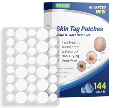 144pcs placa de verruga elimina el parche lunares de carne de verruga, lunares negros, limpieza y cuidado, pecas, parches helosis
