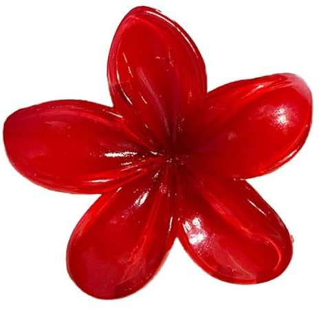 2 Stück Plumeria Blumen Haarspangen,Hawaiian Claw Clip,Rutschfeste Haarklammer Damen,Starker Halt,Krallenklammern Haarstyling-Zubehör für Frauen Mädchen,Party Strand Pool Urlaub,Rot