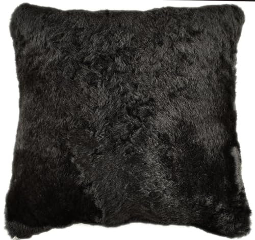 Kuhfelle Online & Nomad Lammfell Kissen Schwarz ca. 45 x 45 cm beide Seiten aus echtem Island Lammfell