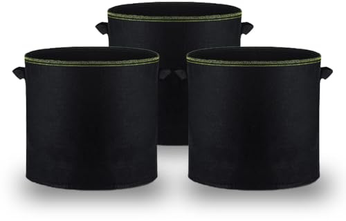 SZYCKJGS 3 Stück 19 L Pflanzsack aus Stoff, Kartoffelsäcke mit Griffen, Wiederverwendbares Pflanztasche für Kartoffeln, Tomaten, Gemüse und Blumen(5 Gallonen)