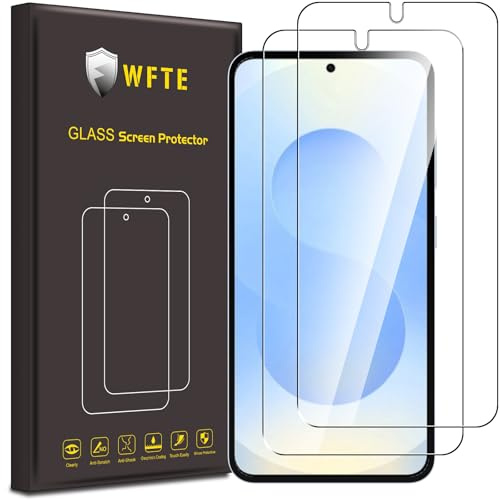 WFTE [Lot de 2 Verre Trempé pour Samsung Galaxy S25 5G, 0,26mm Film de Protection D'écran avec Haute Transparence à 99%, Anti-trace Protecteur avec Dureté 9H Glass