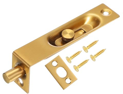 sourcing map Perno empotrado de 4.06 x 0.87 pulgadas, 1 perno de latón macizo para puerta doble, pestillo de bloqueo deslizante oculto de acero inoxidable para puertas correderas de madera, armario,