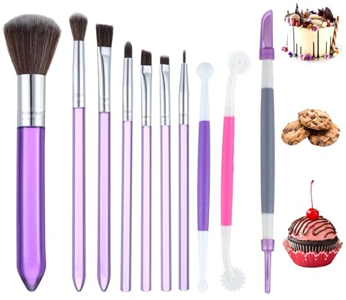 10 Stück Kuchen Fondant Bürsten Set, Kuchen Malerei Pinsels Lebensmittel Pinsel KuchenBackpinsel KuchenBürsten Backen Pinsel für DIY 3D Dekoration KuchenKekse und Desserts,Weihnachtsplätzchen