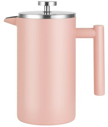 Cafetera Prensa Francesa De Acero Inoxidable De Doble Pared Aislada Con Sistema De Filtro De 3 Niveles, Cafetera Preparada Para Camping, Reuniones Familiares(/Pink,750ml)