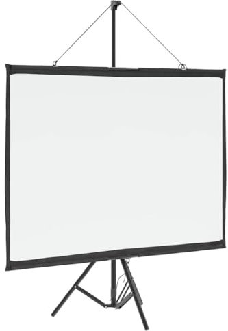 vidaXL 60 Inch Projection Screen with Tripod Stand - Matte White 4:3 Aspect Ratio for Home, Classroom or Office - Portable Polyester Screen with Black Borders