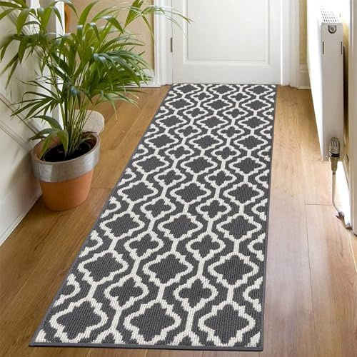 SHACOS Löpare, matta, 50 x 150 cm, löpare, hall, halkfri, golvmatta, köksmatta, tvättbar hallmatta, löpare för kök, entré, matsal, mörkgrå