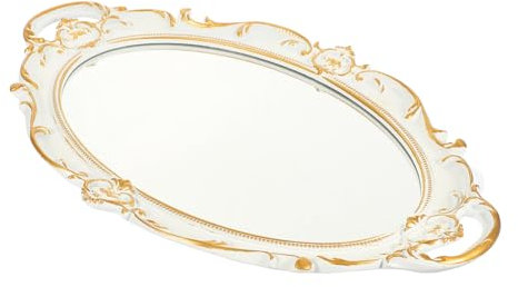 Ciieeo Plateau Miroir Rétro avec Plaque De Rangement Vintage Plateau De Service À Bonbons Laqué Décoration De Style Européen