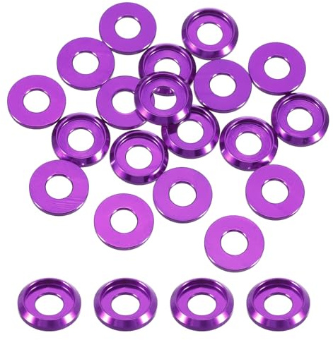 sourcing map Rondelle svasate a tazza conica M6, diametro del foro 6 mm, guarnizioni in alluminio con testa a tazza, per viti RC/FPV/PC/Drone/accessori meccanici, confezione da 20 pezzi (viola)