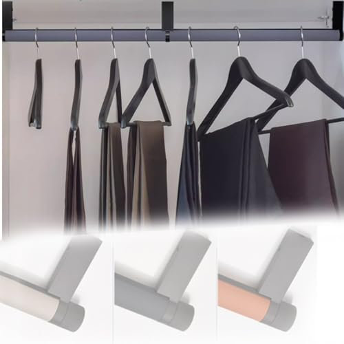 ZIUSFAC Kleiderschrankstange Deckenmontage Kleiderstange Rund Garderobenstange Mit Endkappen Schrankrohr Leder Schrankstange Schrank-Stange 100 110cm Rutschfest Handtuchstange Aus Metall(Gray,100cm/39