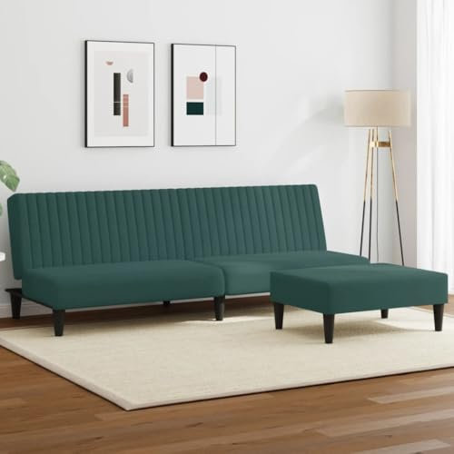 Gecheer 2-TLG.Sofagarnitur Sessel Couchmit Kissen Sofa,Fernsehsessel, Couch Garnitur Sofa Set,Relaxsofa,Loungesofa,SamtSofa Wohnzimmersofa Couchgarnitur Designsofa Sitzmöbel Dunkelgrün Samt