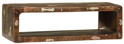 vidaXL Cabinet de Pared para TV 80X30X25 cm de Madera Maciza recuperada Rústico Almacenamiento de Medios Estante Independiente Acabado Desgastado Muebles de Interior Unidad de Cine en casa Compacto E