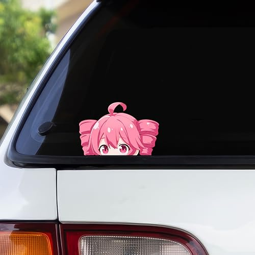 Pure Print Cut Kasane Teto Peeker – Niedlicher Anime Sticker – Wasserfest & UV-Beständig – 2 Stück 12x8 cm – Für Laptop, Auto & Otaku Zubehör