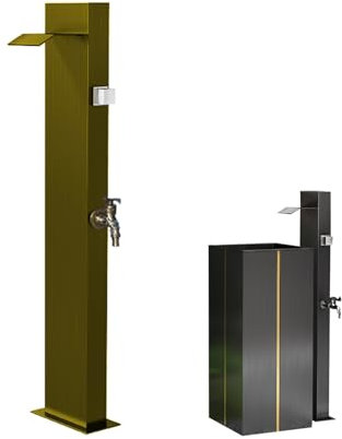 GSATREY Garten Wassersäule, Bodenstehende Zylindrische Vertikale Wassersäule Für Den Außenbereich, Vertikale Garten Wassersäule aus Edelstahl 304, Zum Waschen Und Bewässern Von(Bronze)