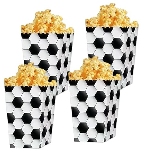 LaVenty fiesta de fútbol bolsa de fiesta de favores palomitas de maíz cajas | fiesta de fútbol bolsa de fiesta de favores palomitas de maíz cajas de golosinas golosinas suministros para bloques