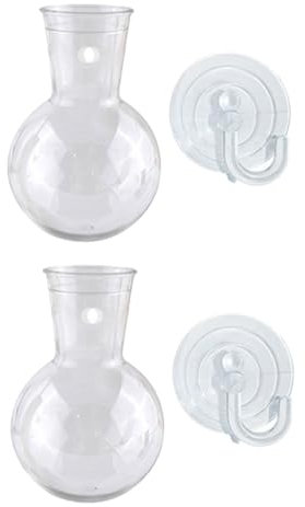 Lot de 2/4 pots de fleurs hydroponiques à suspendre en acrylique avec crochets à ventouse pour décoration de fenêtre de maison, de bureau