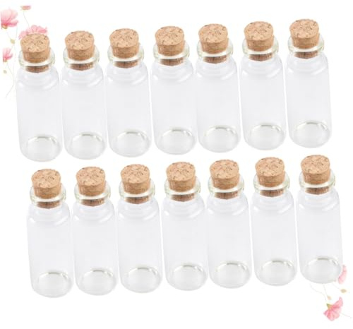 IMIKEYA 20pezzi Bottiglia in Vetro Tappo di Sughero Mini Bottiglia dei Desideri Barattolo Trasparente per Tè Snack e Conservazione per Casa Feste Ufficio e Negozio