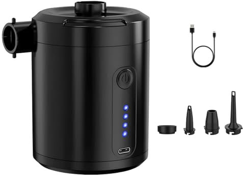 VIVIWI Bombas de aire recargables por USB de 5200 mAh, bombas eléctricas portátiles de alta eficiencia para colchón inflable, piscina, juguete, camping