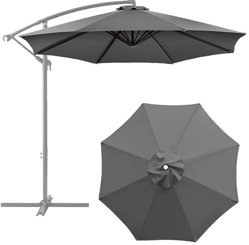 Auvent de rechange épais et solide pour parasol de terrasse, 4 m, avec 8 baleines,Toile De Parasol Déporté Remplacement pour Parasol Pour Cour, Protection UV 50+ (Grey,4.0m / 8 Ribs)