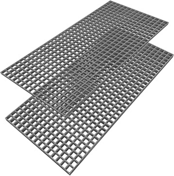 Natotela 2 Pack 48x23x1.2in Fiberglass Molded Grating, 4' x 2' Heavy Duty FRP Industrial Grating Panel Non-Slip Concave Surface 1.5''x1.5'' Openings Fiberglass Bar Grille Plate for Car Wash,Decks,Grey