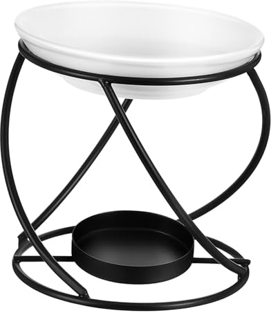 ROMISBABA Brûleur Huile Noir Chauffe Cire Fondant avec Bougie Chauffe Plat pour Diffusion Décoration de Noël