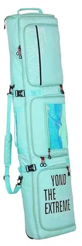 Lzyjck Skitasche Mit Rollen wasserdichte Snowboardtasche Mit Rollen Stabile, Gepolsterte Skischuhtaschen Für Flugreisen, 150 cm (Erweiterbar Auf 165 cm),Blau
