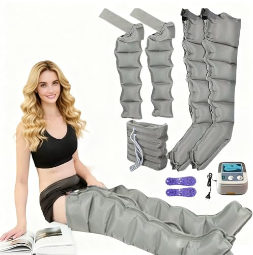 Machine de Pressothérapie | Bottes Pressothérapie Drainage Lymphatique | Pressothérapie Jambes Et Ventre | Masseur Jambes Drainage Lymphatique | Appareil Pressothérapie (Gris, 2 legs+2 arms+1 waist)