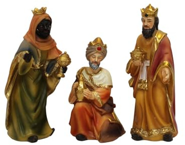 ZICOM Krippenfiguren Miniaturfiguren Heilige DREI Könige Höhe 14cm (Caspar, Melchior und Balthasar) handbemalt Polyresin, Modellbau Puppenhaus