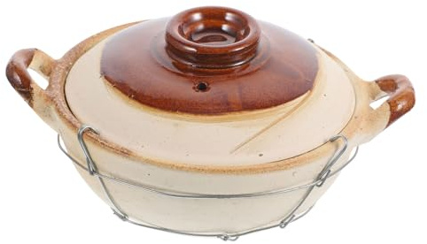 Hemobllo Casseruola in Terracotta Resistente Al Calore Pentola Da Cucina Con Manico Per Uso Domestico Zuppe e Brasati Superficie Liscia Coperchio Con Sfiato Per Vapore