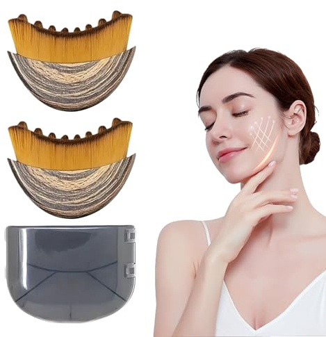 2 Stück Alpenfaser Gesichtsbürste Lymphdrainage,lymphbürsten gesicht,Lymphatische Gesichtsbürste,Gua Sha Bürste,Lymph Massagebürste Gesicht,Lymphatic Contour Face Brush,Gesichtsmassage Trockenbürste